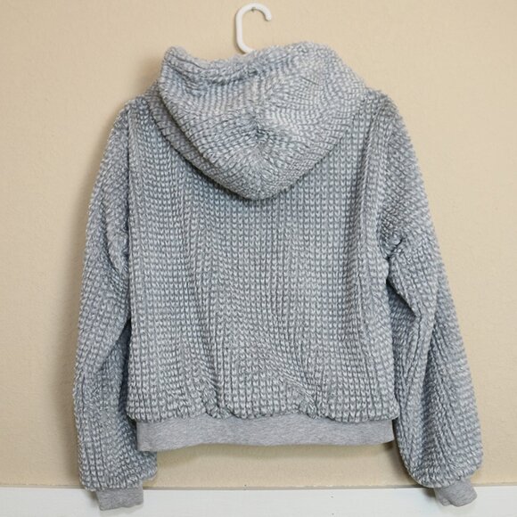 Anthropologie Saturday Sunday Nanette Plush Sherpa Hoodie Gray Pullover Sz Small - Picture 6 of 6